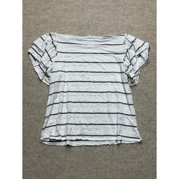 Green Envelope Black And White Stripe Flutter Sleeve T-shirt Size Small - Picture 5 of 7